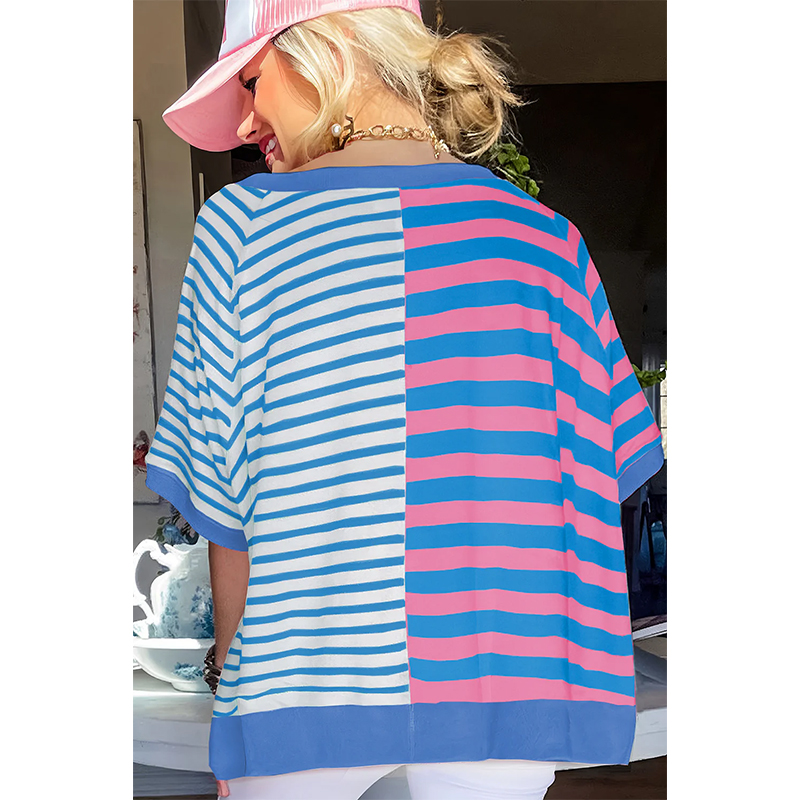 hongfeng makes striped t shirt women with oversized fit and soft cotton fabric.